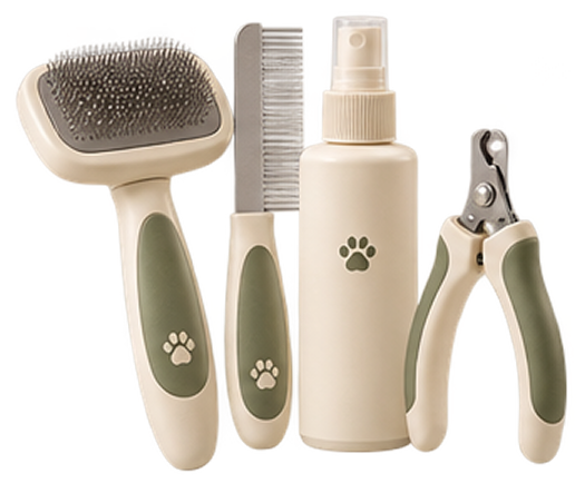 Complete gentle pet grooming and coat care kit